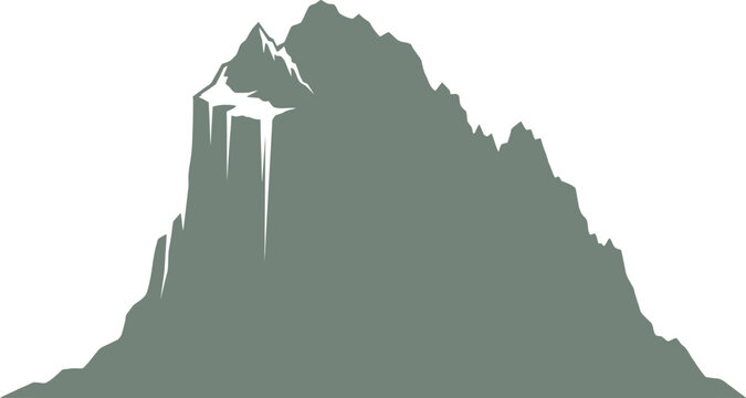 Sheer rock escarpment and blocky summit of a massive mountain