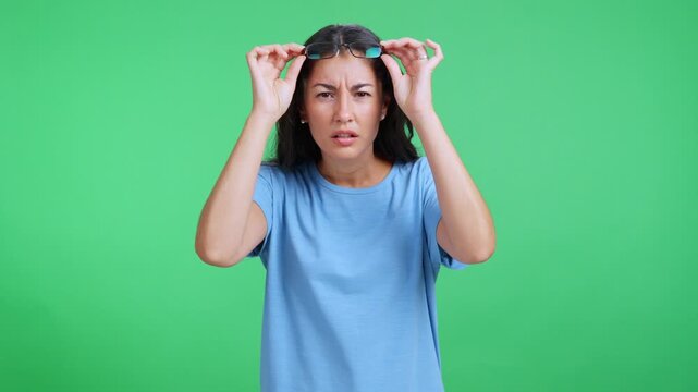 Woman with bad eyesight having vision problems