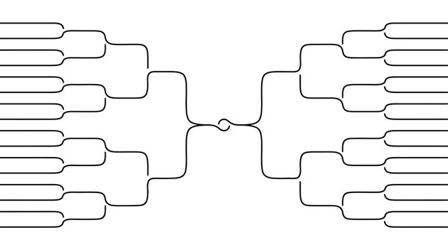Detailed blank tournament bracket layout for organizing sports competitions, gaming events, or any elimination-style contest, providing clear progression paths to a champion
