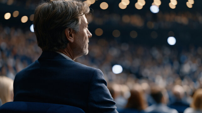 Stat number showing cumulative users reached displayed prominently in a platform growth report presentation, tech company VP presenting the milestone metric to a crowded public auditorium filled wit