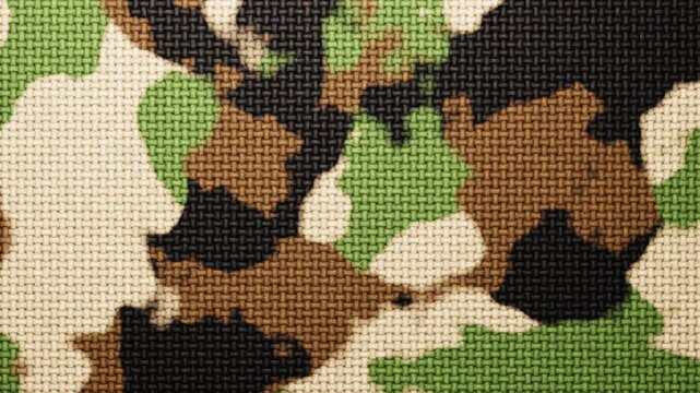 Halftone camouflage fabric texture animating in a seamless loop