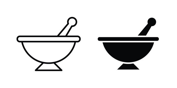 Mortar pestle icon illustration simple design elements