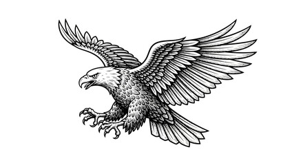 Obraz premium Eagle in Flight with Spread Wings.