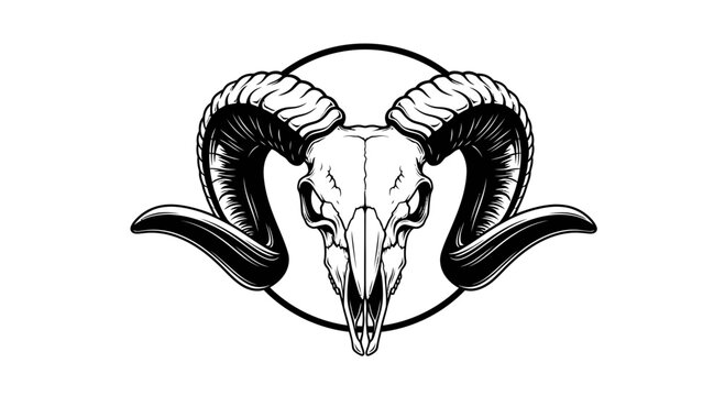 Detailed illustration of ram skull.