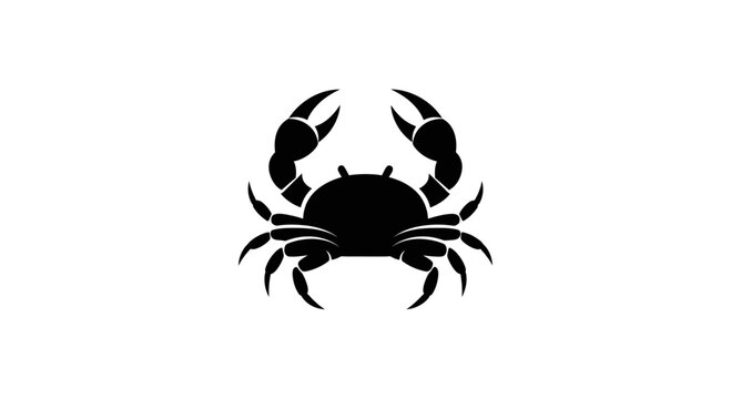 Black Crab Silhouette Side View Closeup.