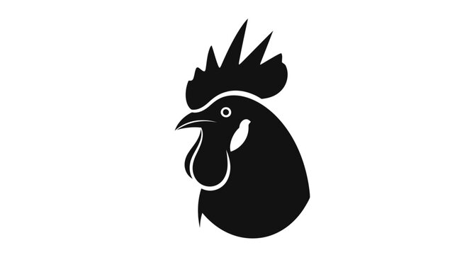Black Rooster Bird Silhouette Profile.