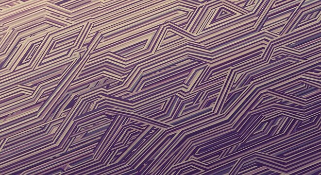 Abstract layered pattern of angled lines in purple and white creating a complex geometric design ai generated