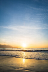 Obraz premium Sunrise at beach in Da Nang, Vietnam. Spectacular sunrise landscape in Danang, Vietnam, South East Asian beach.
