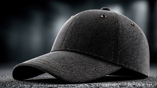 A close-up, shadowed shot of a dark-gray baseball cap. The brim is turned