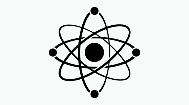 Simple black and white atomic structure illustration