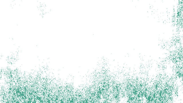 Teal grunge border vector, distressed paint splatter frame on white background, vintage weathered texture overlay for graphic design and posters