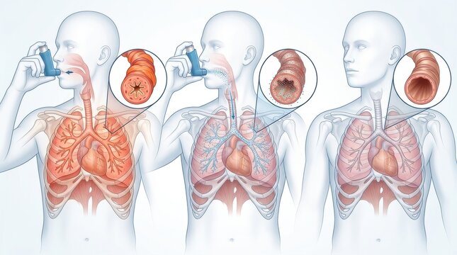 Asthma inhaler use and its effect on airways and lungs
