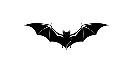 Fototapeta premium Black Bat Silhouette Flying with Spread Wings.