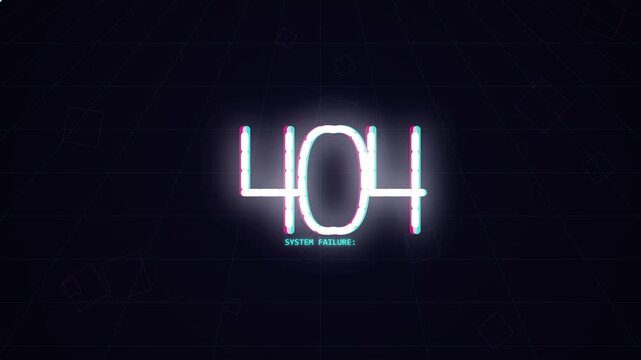 404 Error Page Message Displaying System Failure Text Animation