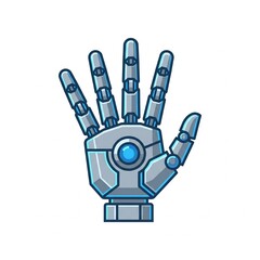 Naklejka premium Robotic hand with blue glowing sensor in futuristic technology concept vector illustration