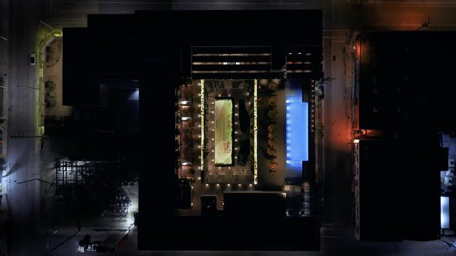 4K Drone Aerial View of Luxury Rooftop Pool
