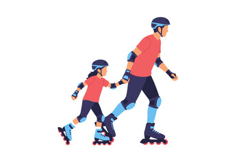 Obraz premium Family Ice Skating Outdoor Scene