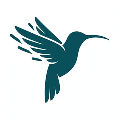 Fototapeta premium Hummingbird in flight silhouette line art vector illustration isolated on white background