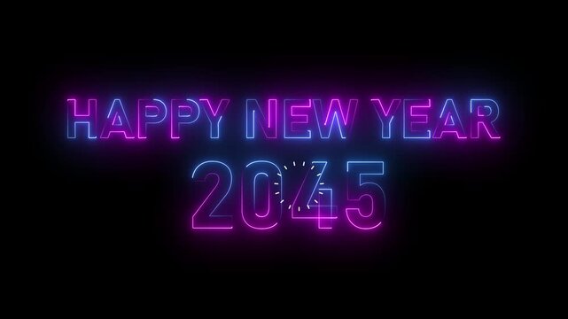 Futuristic new year 2045 celebration neon typography digital background
