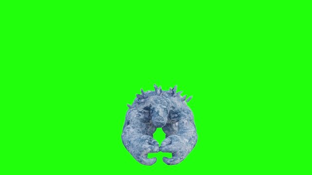 Ice golem Monster creature standing  attack on green screen background 
.VFX Animation.
