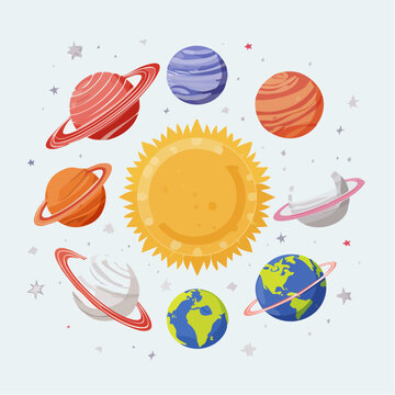 Solar System Planets and Sun Illustration