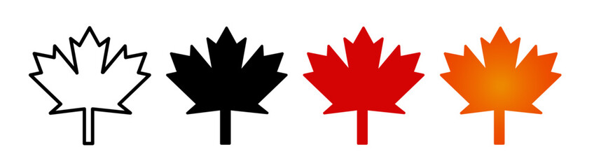 Naklejka premium Autumn leaf canadian icons pack. vector illustrations designs