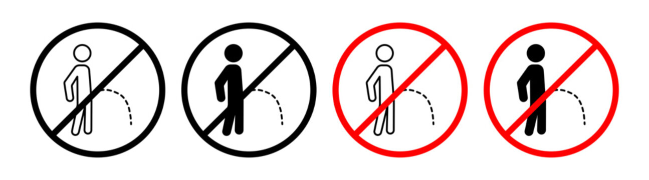 Ban piss signs pack. vector illustrations designs