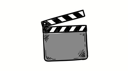 Fototapeta premium Hand-drawn movie clapperboard icon, symbolizing cinematic production and media arts