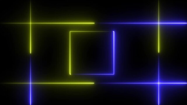 NEON Lights motion red white color loops square motion draws and beautiful lights background linear lamp Beautiful abstract square light line moving fast Colors.