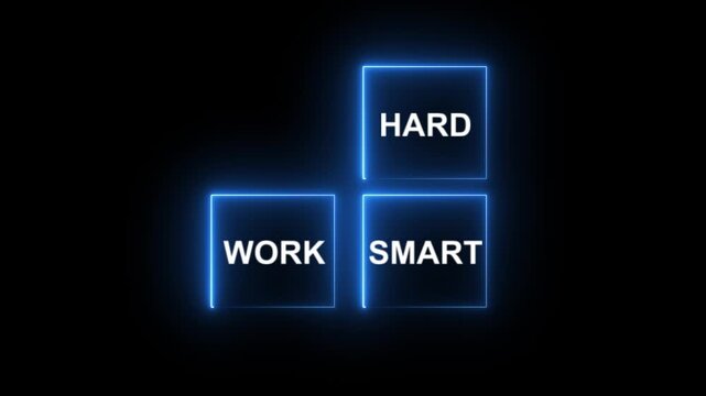 Work hard or smart concept. Blending both hard work with smart work and becoming efficiently effective. Increasing productivity performance.Work smart not hard concept. Success in career, job or life.