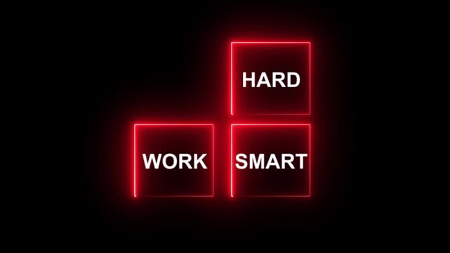 Work hard or smart concept. Blending both hard work with smart work and becoming efficiently effective. Increasing productivity performance.Work smart not hard concept. Success in career, job or life.