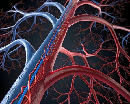 Intricate network of human arterial and venous blood vessels in the brain