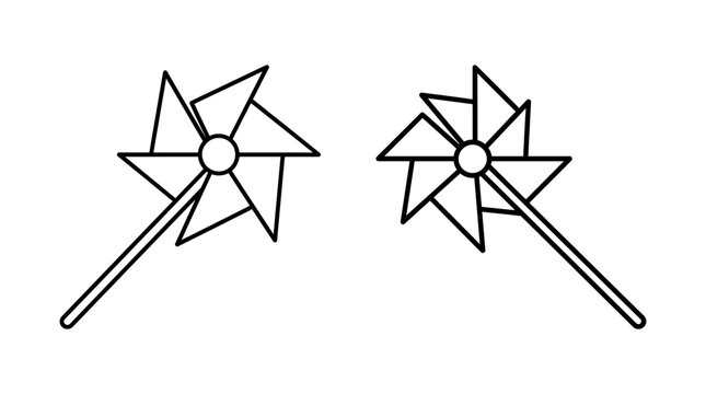 Two charming hand-drawn pinwheel icons, capturing the spirit of playful outdoor fun and gentle breezes