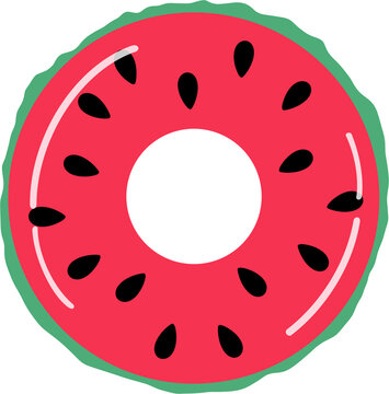Round Watermelon Swim Ring Illustration