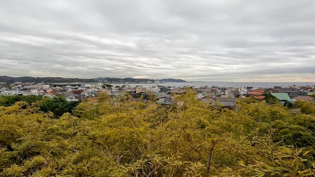 City View point of Hase-dera, commonly called the Hase-kannon, is one of the Buddhist temples in the city of Kamakura in Kanagawa Prefecture, Japan, famous for housing a massive wooden statue of Jūich