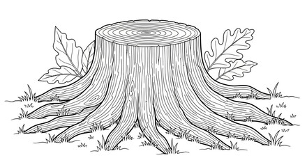 Tree Stump, Stump Illustration, Wooden Stump, Vector Tree Stump, Black and White © Olivia