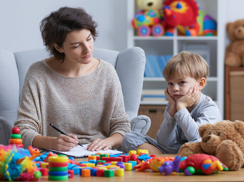 Adult and child engage in creative playtime at home with toys on the floor in a comfortable living space