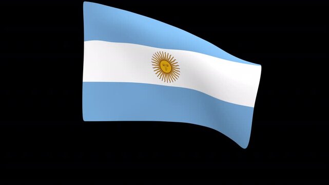Flag of Argentina &ndash; 3d render looped with alpha channel.