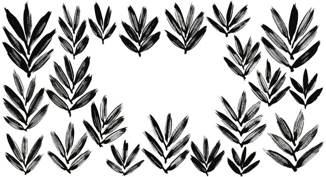 Black and white leaf icons, leafy elements, vector graphics, 20 leaf shapes, botanical illustrations, decorative borders