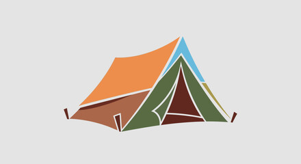 colorful camping tent graphic illustration for outdoor adventure themes © Rofiah
