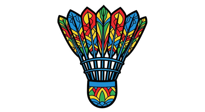 Colorful patterned badminton shuttlecock vector illustration graphic