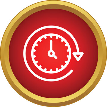 Red button with a clock icon and circular arrow representing history or restore