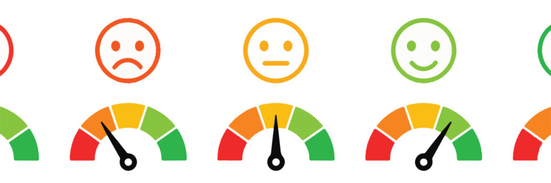 Customer Satisfaction Meter With Emoticons gauge rating
