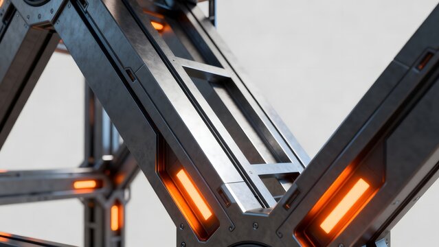 Closeup of futuristic metallic structure