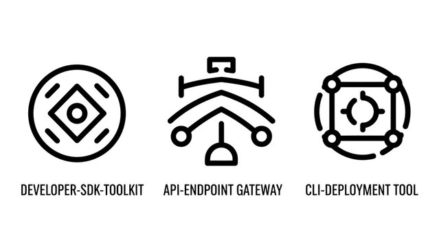 Software developer sdk toolkit api endpoint gateway cli deployment tool icons web development developer endpoint deployment software programming development engineering frontend