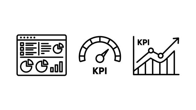 Key performance indicator dashboard gauge graph icons for business analytics and data visualization dashboard analytics business statistic progress performance measurement financial