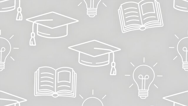 Graduation Cap Books Lightbulb Educational Icons Graphic