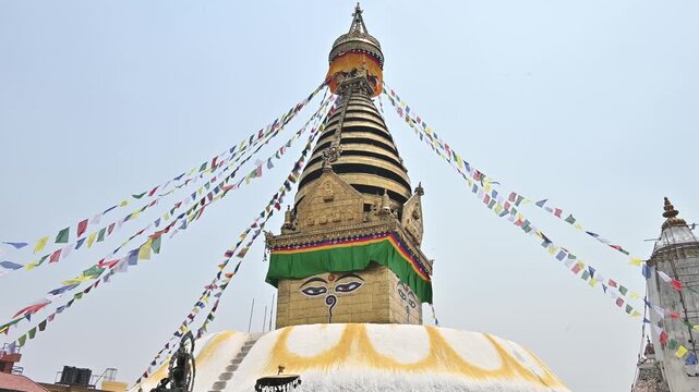 The Swayambhunath Stupa in Kathmandu, Nepal. Swayambhunath Also known as the 'Monkey Temple' is one of the crowning glories of Kathmandu Valley architecture.