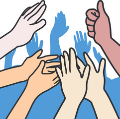 Fototapeta premium Excited Crowd Hands Cheering Clapping and Approval. Perfect for events, celebrations, business success themes, social media graphics, and motivational projects.