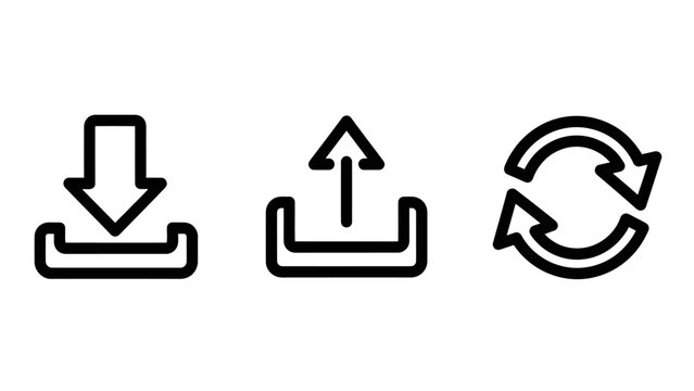 Download upload refresh icons with download direction transfer internet computer communication illustration interface application movement exchange connection document abstract